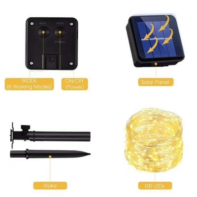 Battery Powered Solar Powered Outdoor String Lights Decorations Waterproof Lamp